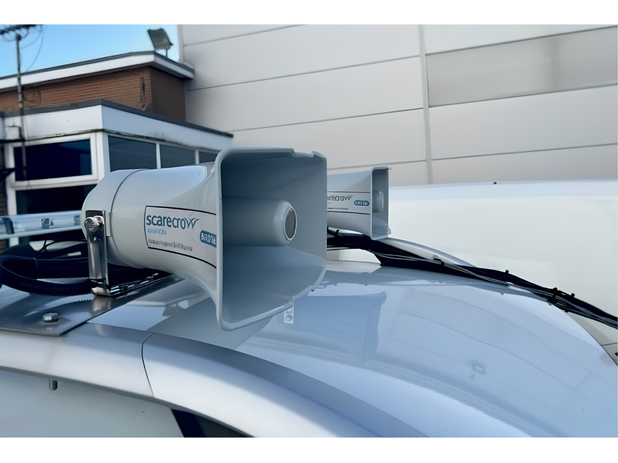 Bio Acoustic Bird Dispersal Close Up on top of Mobile Van